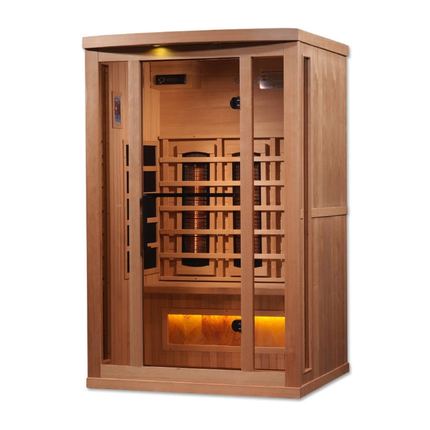 Golden Designs 2-Person Full Spectrum PureTech™ Near Zero EMF FAR Infrared Sauna with Himalayan Salt Bar (Canadian Hemlock) GDI-8020-02