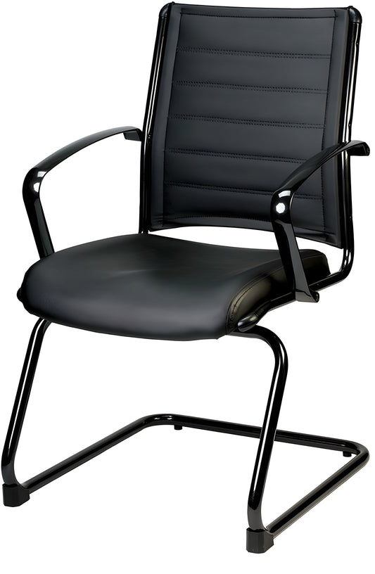 EuroTech Europa Metallic Leather Guest Chair - EUR-LE333TNM-BLKL
