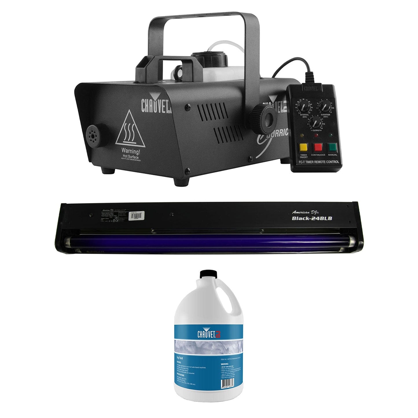 CHAUVET DJ Hurricane 1600 2.4L Fog Machine + 20W Black Light + Fog Juice - 157549