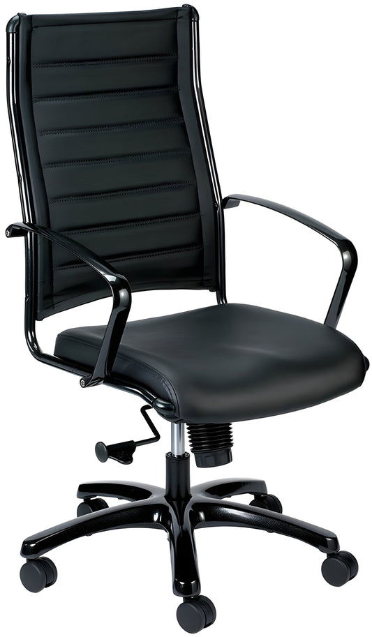 EuroTech Europa Metallic Leather High-Back Chair - EUR-LE111TNM-BLKL