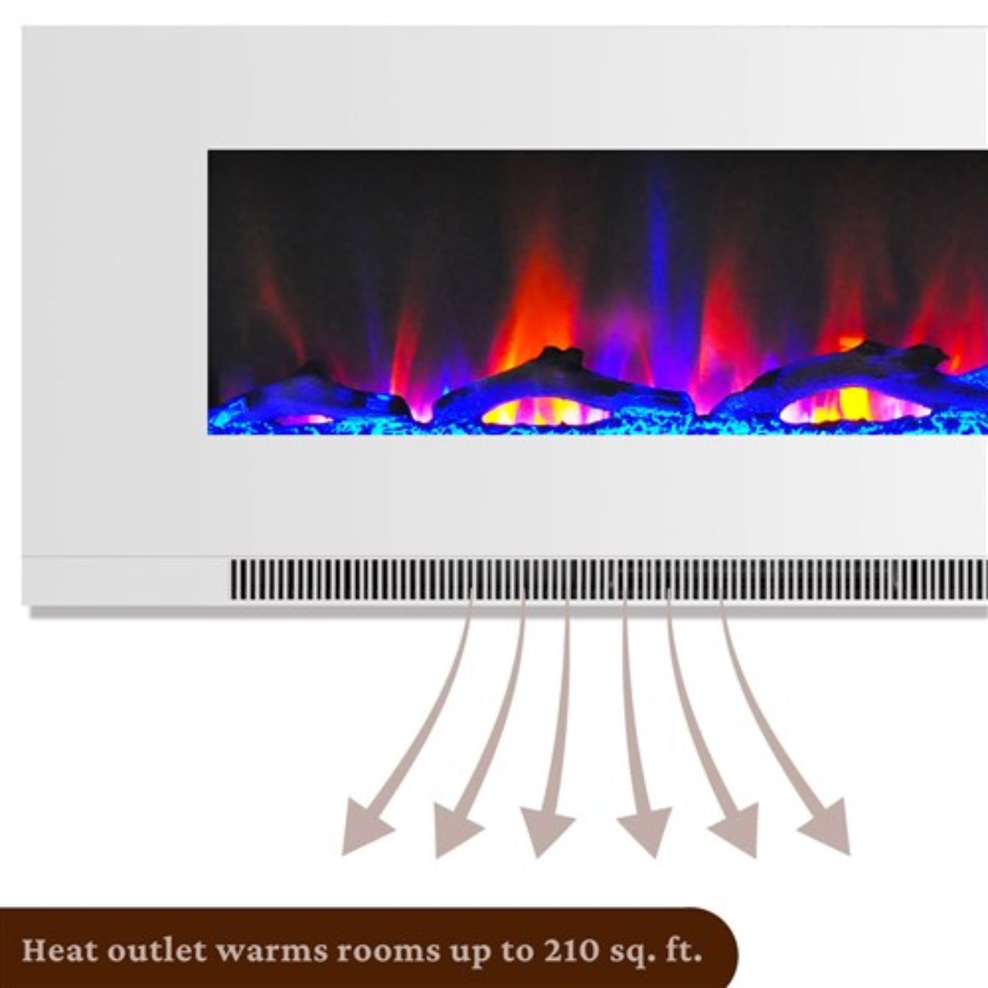 Cambridge 60 In. Wall-Mount Electric Fireplace in Black with Multi-Color Flames and Driftwood Log Display, - CAM60WMEF-2BLK