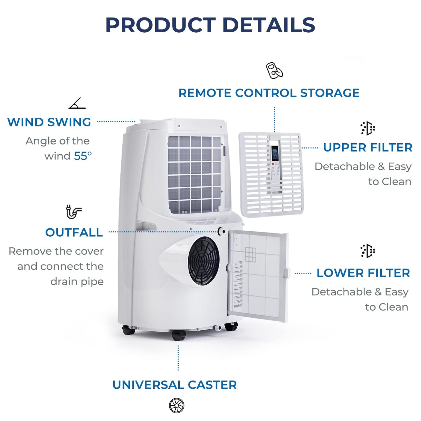 Tangkula 3 in 1 Air Cooler with Fan & Dehumidifier (12000BTU) - ES10115US-WH