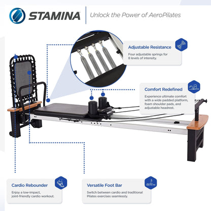Stamina AeroPilates Pro Reformer Resistance System with Form Cardio Rebounder -281691