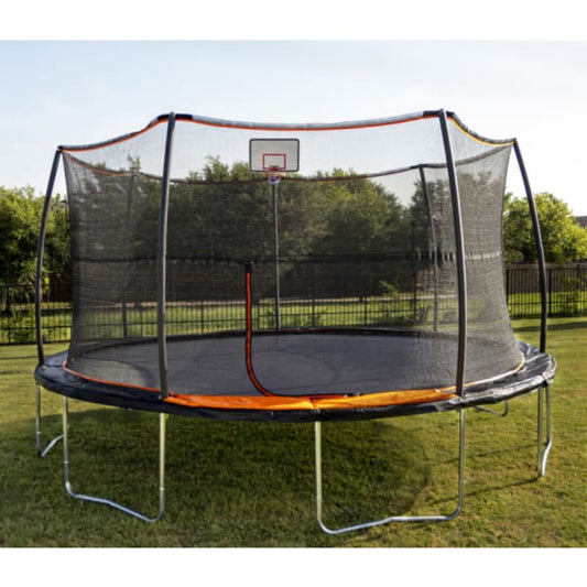 Jumpking 15' TRAMPOLINE 7 LEGS / 7 POLES WITH UNIVERSAL BASKETBALL HOOP - JK157P3UBHC2