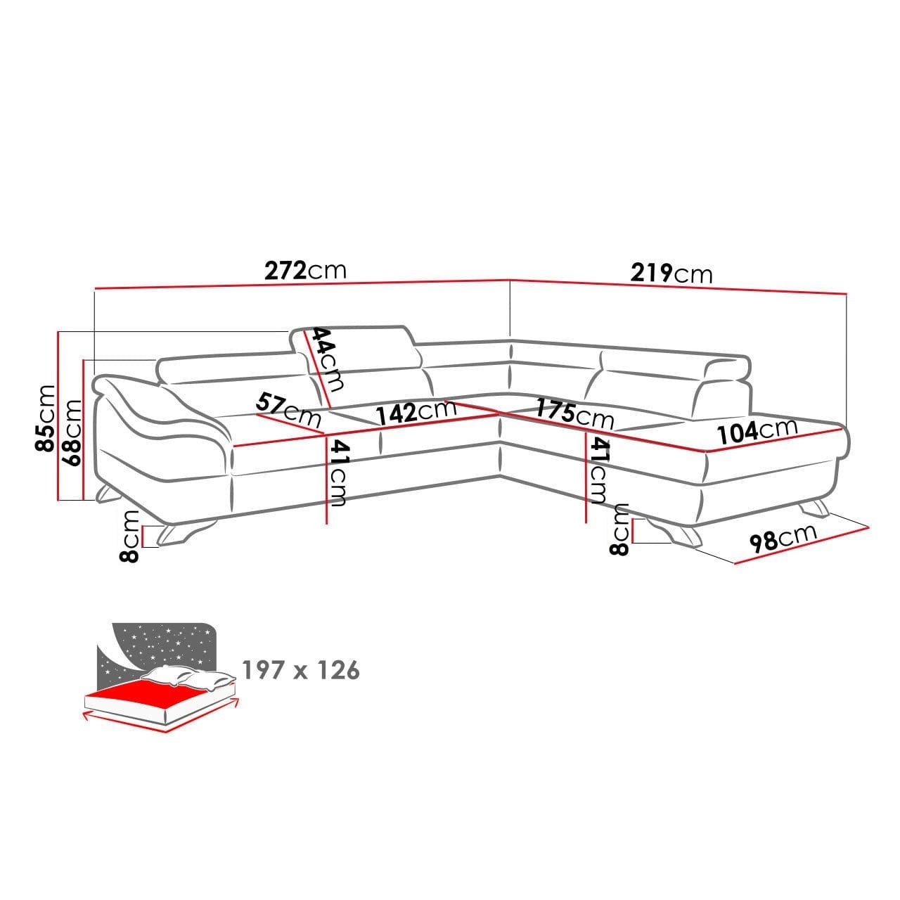 Sectional FULL size Sleeper Sofa BEAU with storage - Backyard Provider