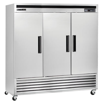Maxx Cold Triple Door Reach-In Refrigerator, Bottom Mount, 81"W, 72 cu. ft. Storage Capacity, Energy Star Rated, in Stainless Steel -  MCR-72FDHC