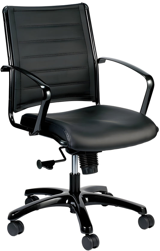 EuroTech Europa Metallic Leather Mid-Back Chair - EUR-LE222TNM-BLKL