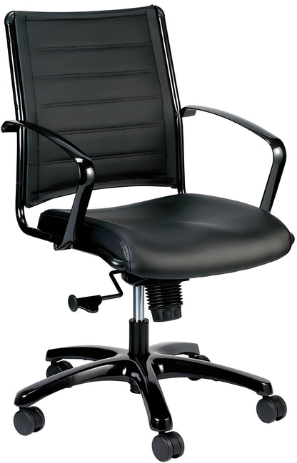 EuroTech Europa Metallic Leather Mid-Back Chair - EUR-LE222TNM-BLKL