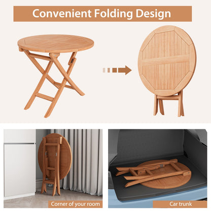Costway Outdoor Bistro Set with Slatted Seat and Teak Wood Tabletop New - OP71185+OP71186