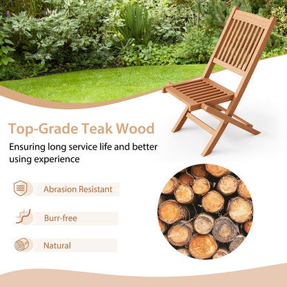 Costway Outdoor Bistro Set with Slatted Seat and Teak Wood Tabletop New - OP71185+OP71186