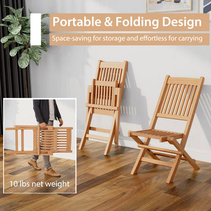 Costway Outdoor Bistro Set with Slatted Seat and Teak Wood Tabletop New - OP71185+OP71186