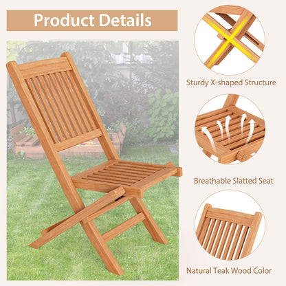 Costway Outdoor Bistro Set with Slatted Seat and Teak Wood Tabletop New - OP71185+OP71186