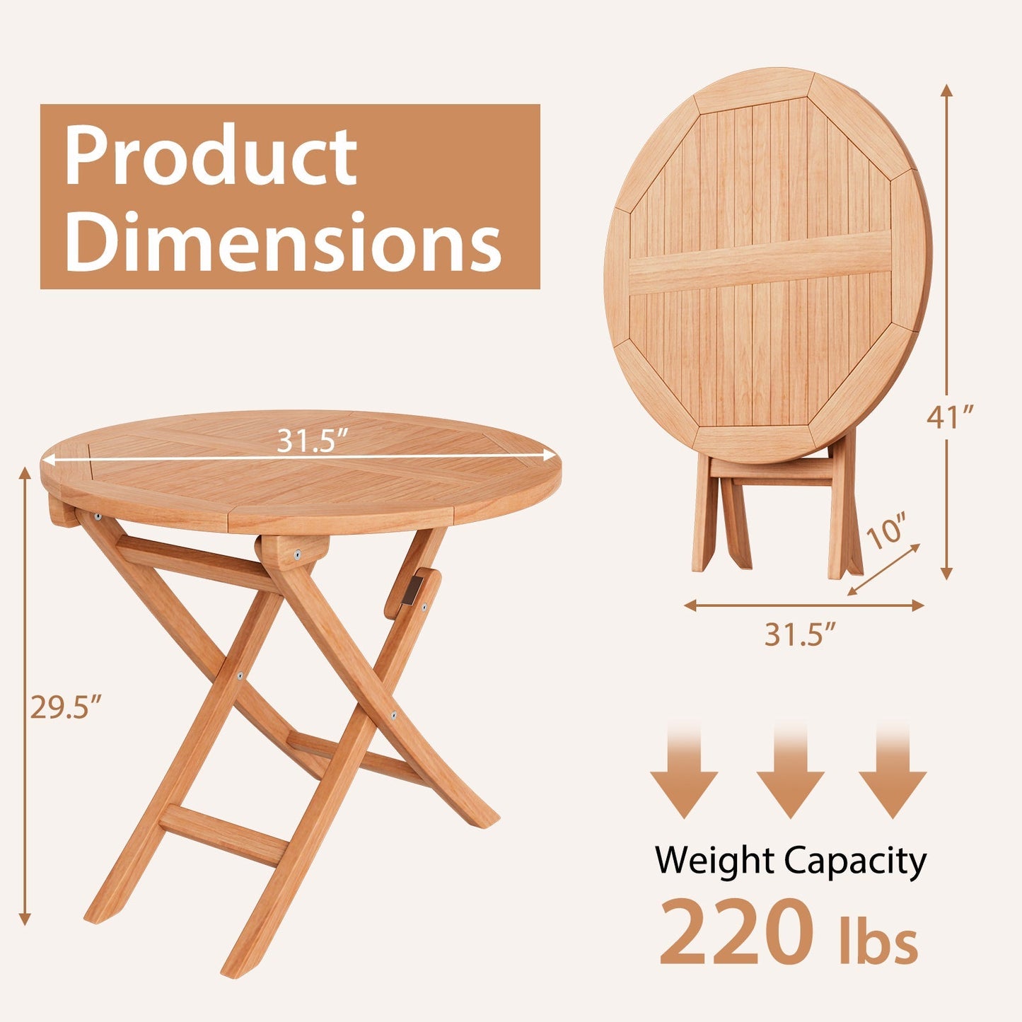 Costway Outdoor Bistro Set with Slatted Seat and Teak Wood Tabletop New - OP71185+OP71186
