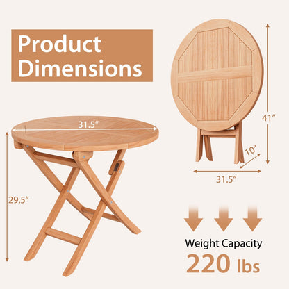 Costway Outdoor Bistro Set with Slatted Seat and Teak Wood Tabletop New - OP71185+OP71186