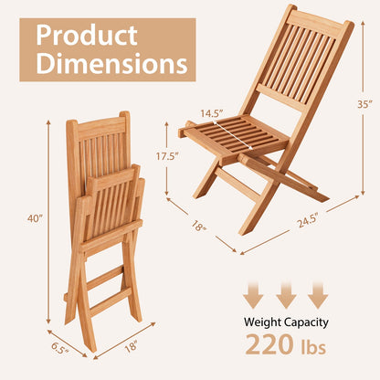 Costway Outdoor Bistro Set with Slatted Seat and Teak Wood Tabletop New - OP71185+OP71186