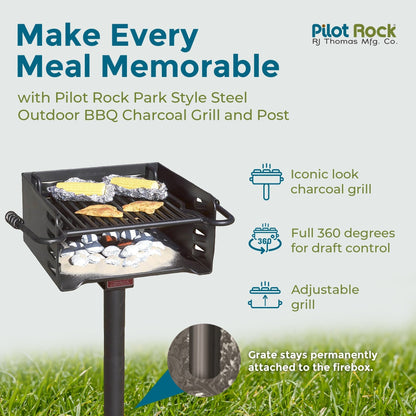 Pilot Rock H-16 B6X2 Park Style Outdoor BBQ Charcoal Grill w/ Swivel, 2 Pack - 415871