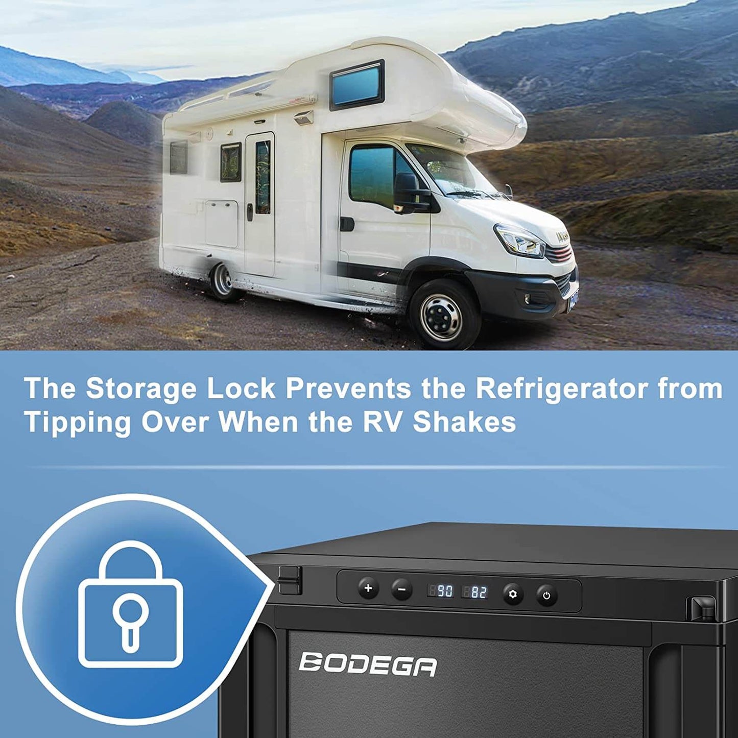 BODEGA 12 Volt RV Refrigerator 45L/1.6cu.ft RV Fridge and Freezer - R50