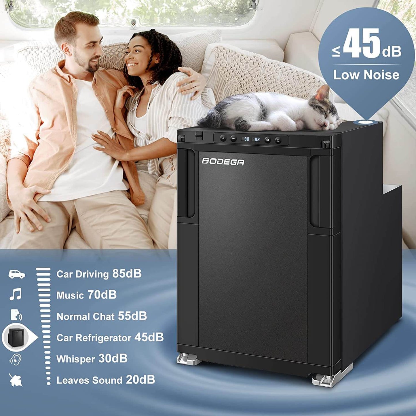 BODEGA 12 Volt RV Refrigerator 45L/1.6cu.ft RV Fridge and Freezer - R50