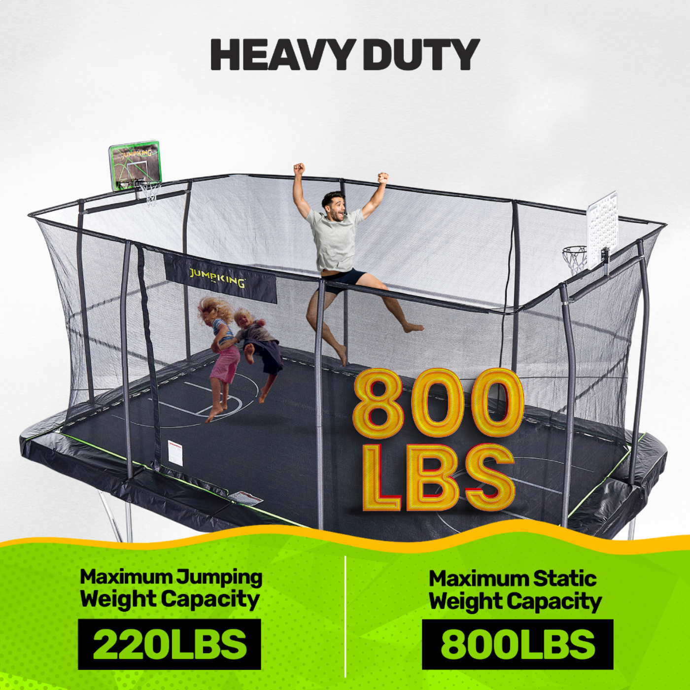 JumpKing 10' X 15' Rectangle Combo with Two Basketball Hoop  Model -  JK1015RCBHC2