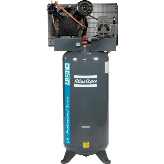 Atlas Copco 5HP, 18 CFM, 80 Gallon CR Professional Series TEFC/NEMA4 Cast Iron Piston Air Compressor 230V 1PH - 2020041813