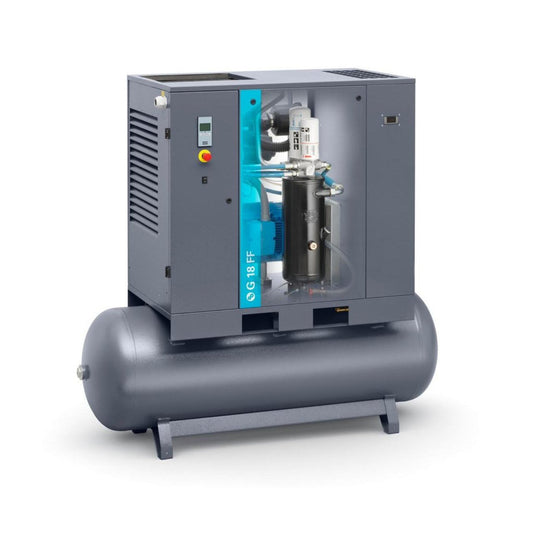 Atlas Copco 25HP, 99 CFM, 132 Gallon G18 Rotary Screw Air Compressor 208-230/460V - 8153335819