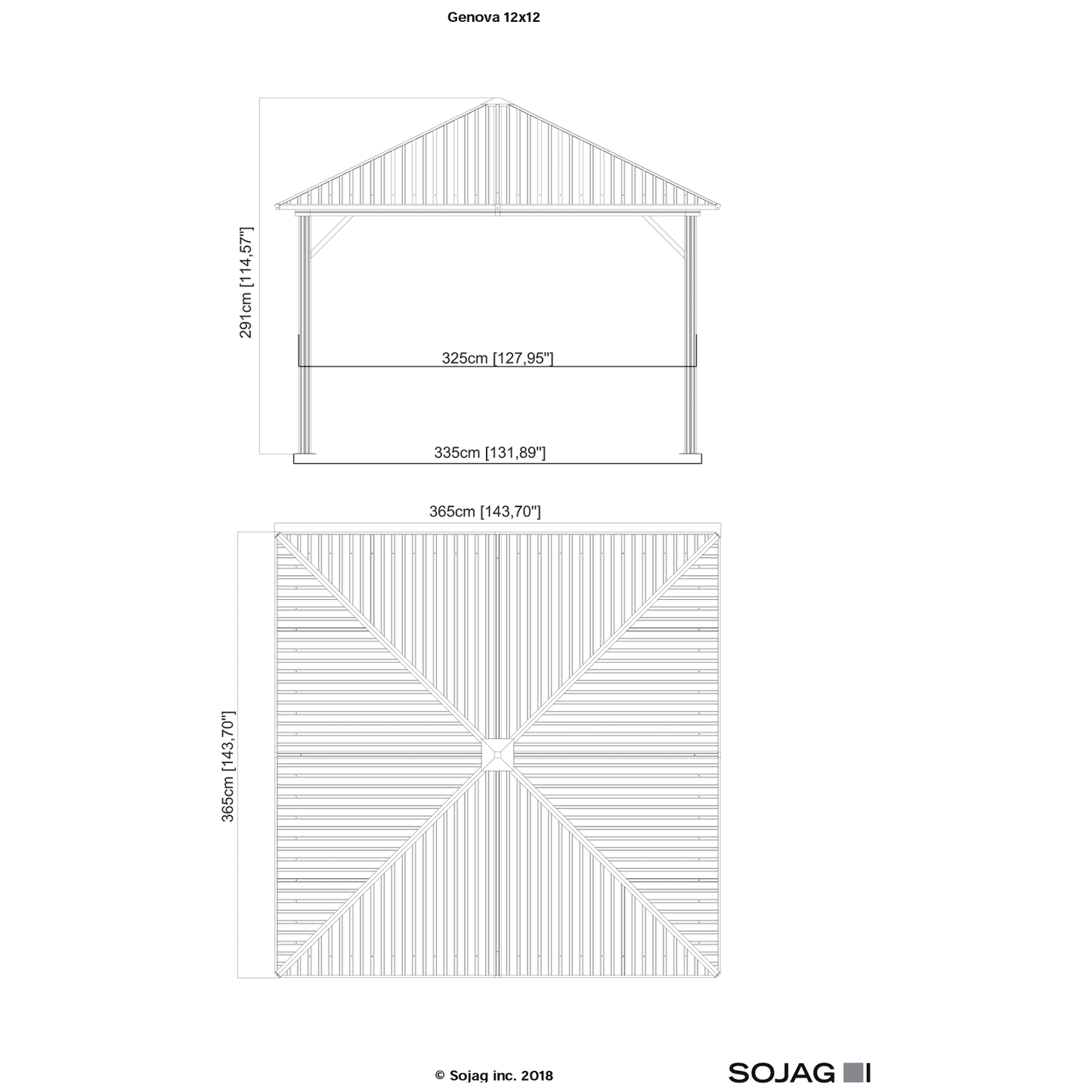 Sojag™ Genova Gazebo Steel Roof with Mosquito Netting