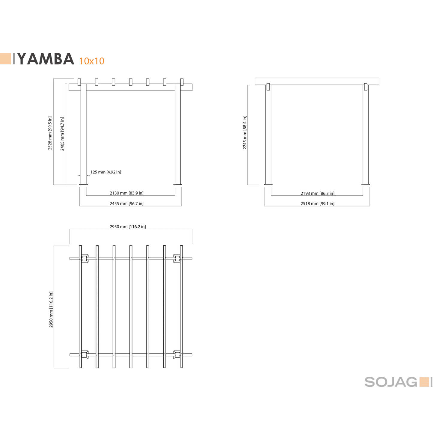 Sojag Yamba Pergola with Adjustable Shade Grey