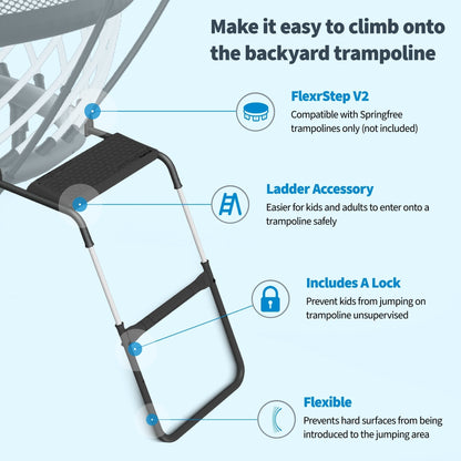 Springfree Trampoline Kids Square 11 Ft Trampoline & FlexrStep V2 Safety Ladder - 299775
