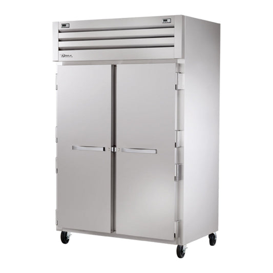 True 52 5/8"  Spec Series Stainless Steel 2 Section Solid Door Dual Temperature Reach-In Refrigerator/Freezer, 115v/1ph - STR2DT-2S