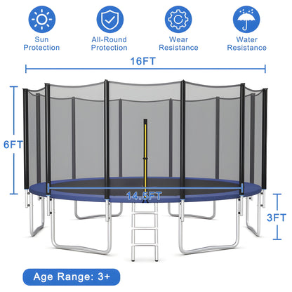 Costway Trampoline 15' Outdoor Recreational with Enclosure Net and Ladder New - TW10042+