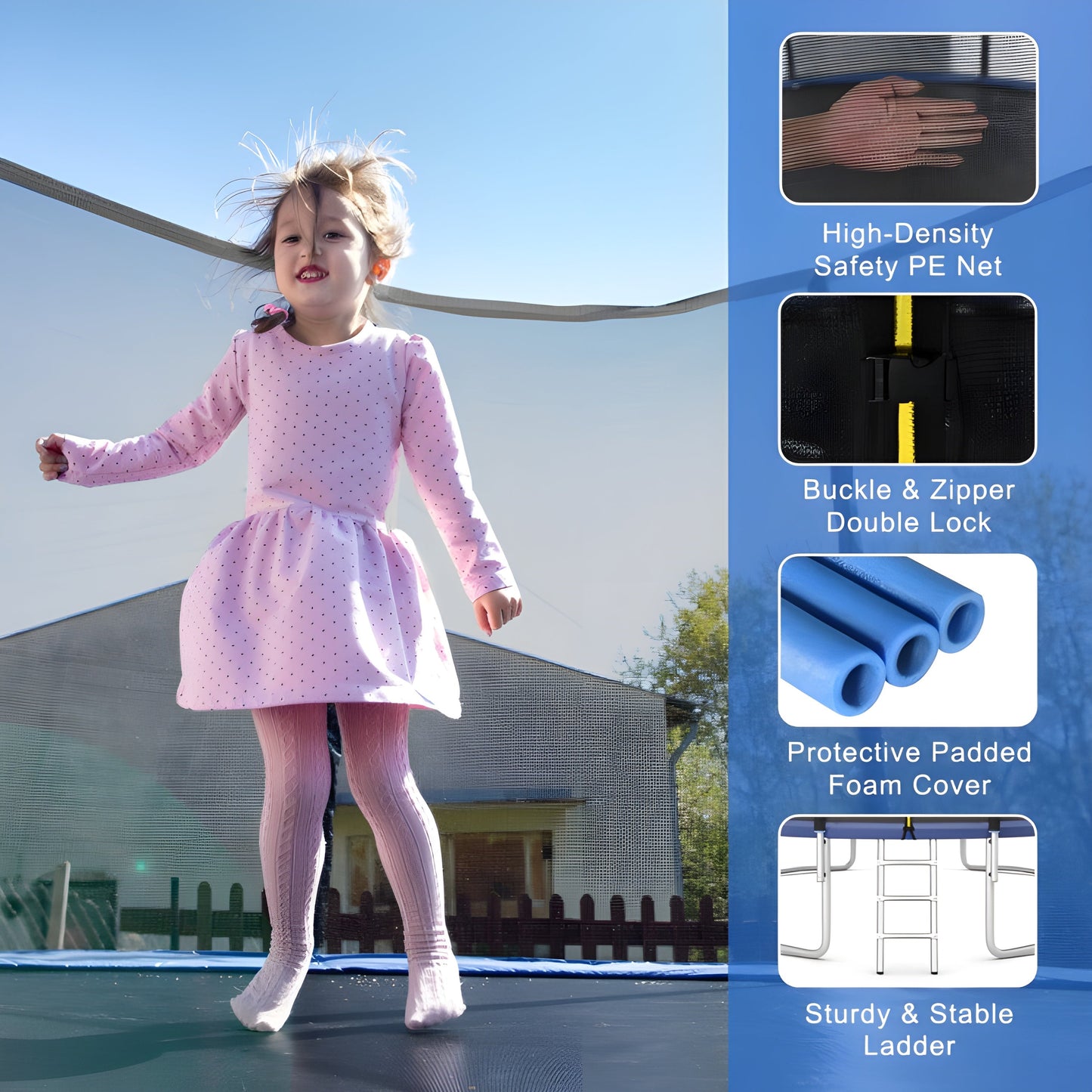 Costway Trampoline 15' Outdoor Recreational with Enclosure Net and Ladder New - TW10042+