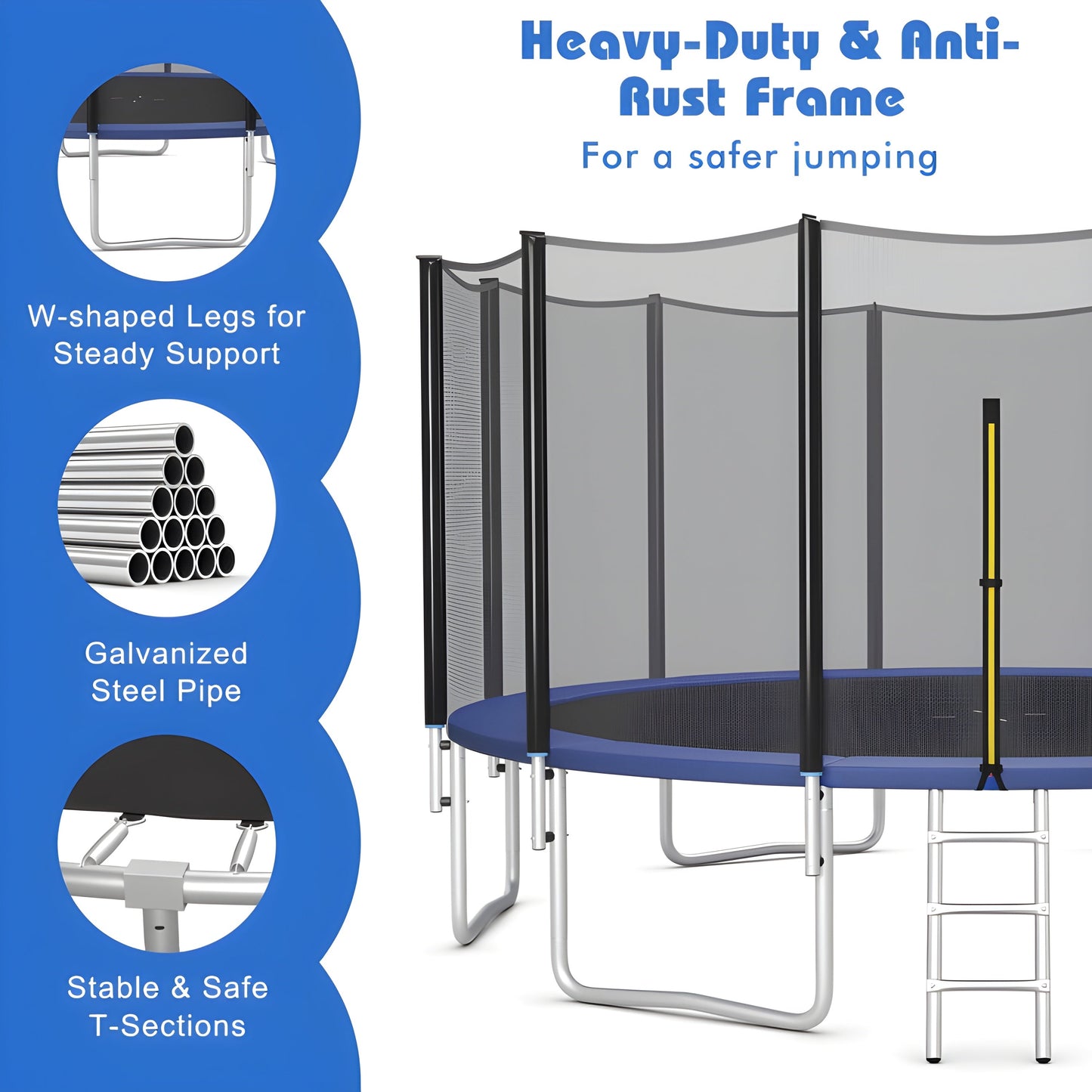 Costway Trampoline 15' Outdoor Recreational with Enclosure Net and Ladder New - TW10042+