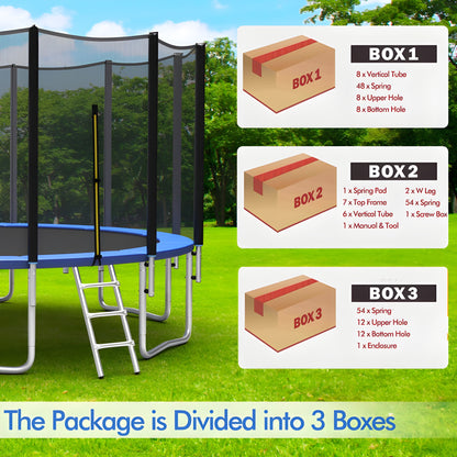 Costway Trampoline 15' Outdoor Recreational with Enclosure Net and Ladder New - TW10042+