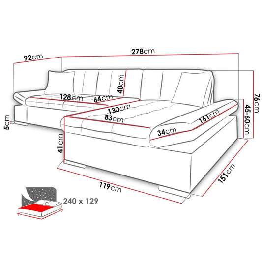 Maxima House FELIX Sectional Sleeper Sofa - MIR038