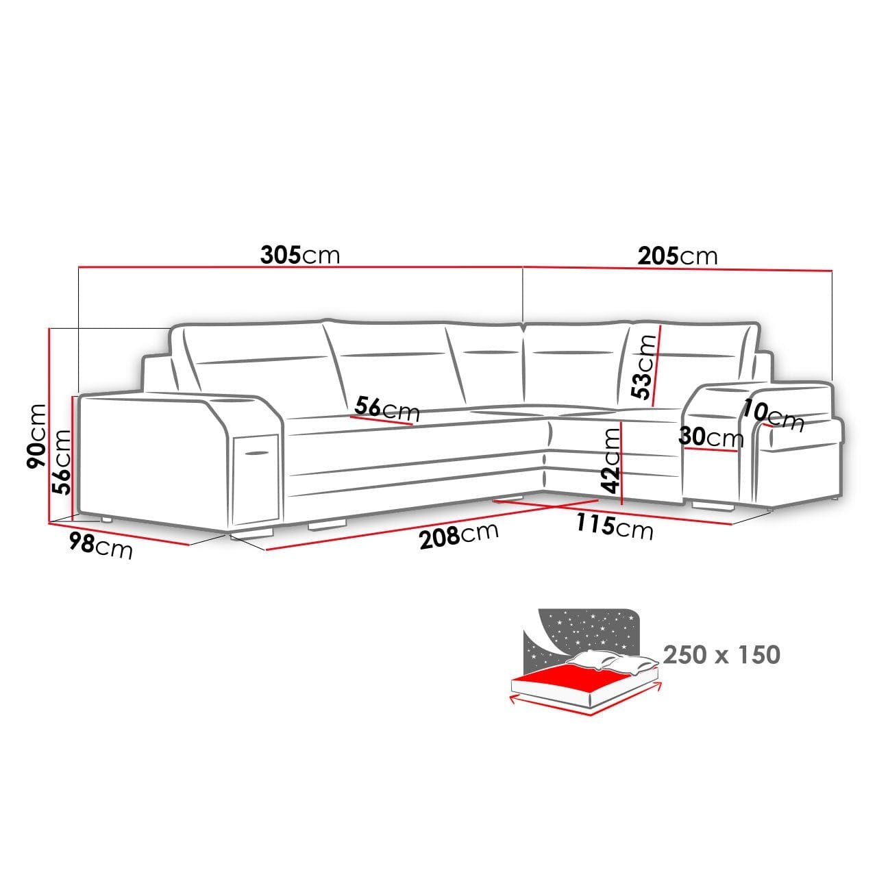 Sectional FULL XL Sleeper Sofa MAGNUS S with storage, SALE - Backyard Provider