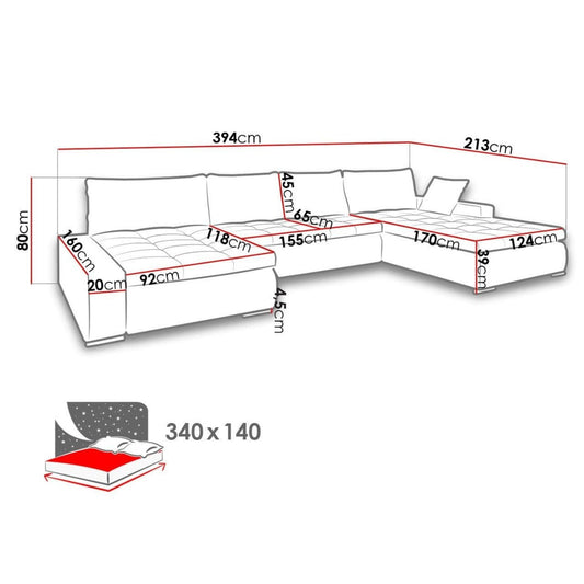 Maxima House LEANDRO Sectional Sleeper Sofa - MIR029