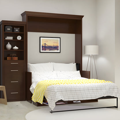Murphy Bed With Desk & 2 Storage Cabinets, Full Size Coventry Walnut by Leto Muro