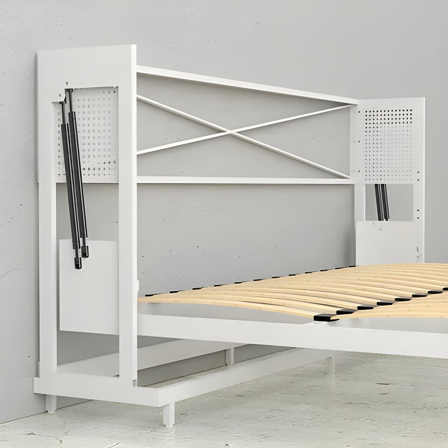 Leto Muro Horizontal Murphy Bed with Desk, Full Size, White, by Leto Muro
