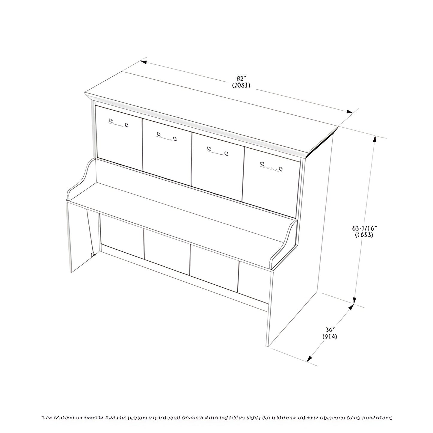 Leto Muro Horizontal Murphy Bed with Desk, Full Size, White, by Leto Muro