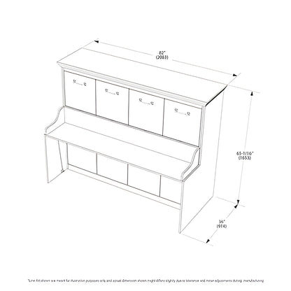 Leto Muro Horizontal Murphy Bed with Desk, Full Size, White, by Leto Muro