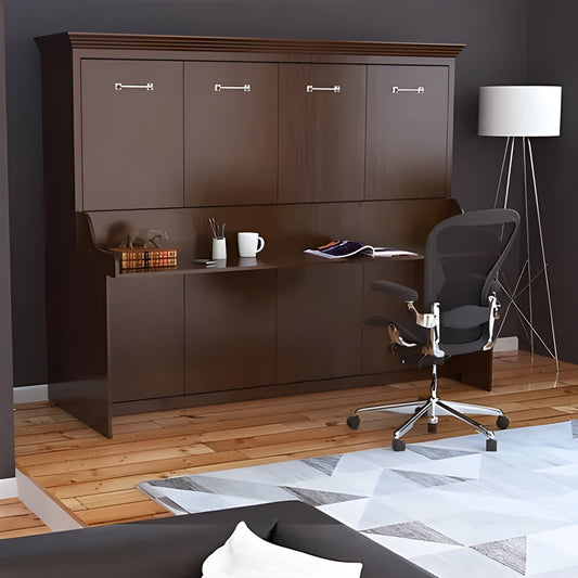 Horizontal Murphy Bed with Desk, Queen Size, by Leto Muro