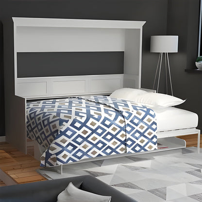 Horizontal Murphy Bed with Desk, Queen Size, White Adonis Series by Leto Muro
