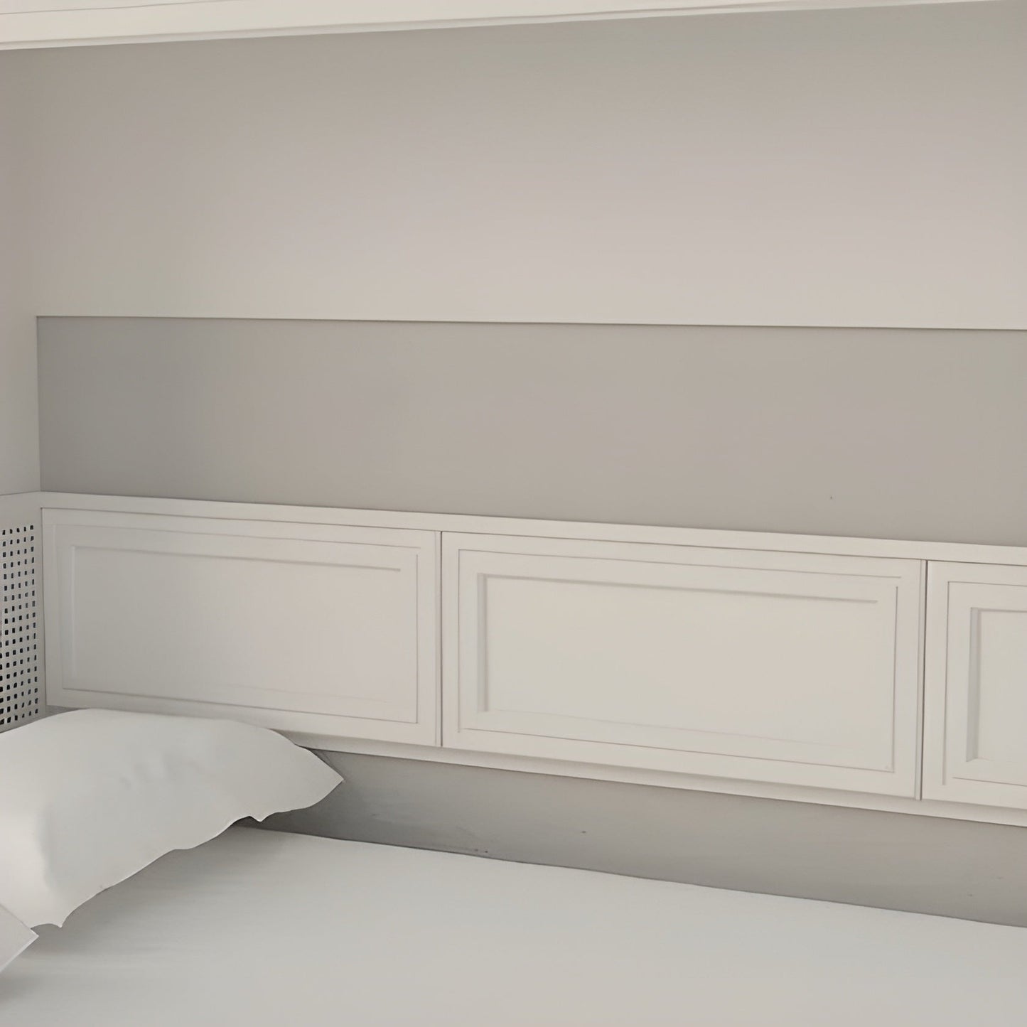 Horizontal Murphy Bed with Desk, Queen Size, White Adonis Series by Leto Muro