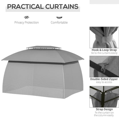 Outsunny 13' x 10' Patio Gazebo Outdoor Canopy Shelter with Sidewalls - 84C-326CG